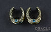 3/4" (19mm) Brass Saddles with Nugget Texture and Swiss Topaz