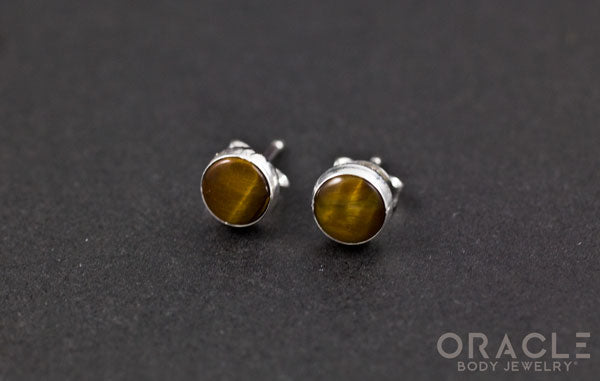 Sterling Silver Yellow Tiger Eye Earrings