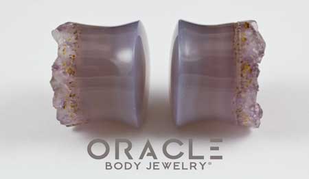 7/8" (22mm) Druzy Rough Amethyst Double Flare Plugs
