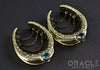 1-1/2" (38mm) Brass Saddles with Nugget Texture and Chains and London Blue Topaz