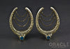 1-1/2" (38mm) Brass Saddles with Nugget Texture and Chains and London Blue Topaz