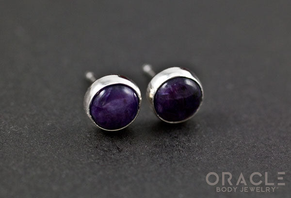 Sterling Silver Charoite Earrings