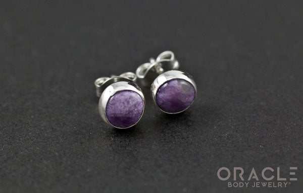 Sterling Silver Light Charoite Earrings