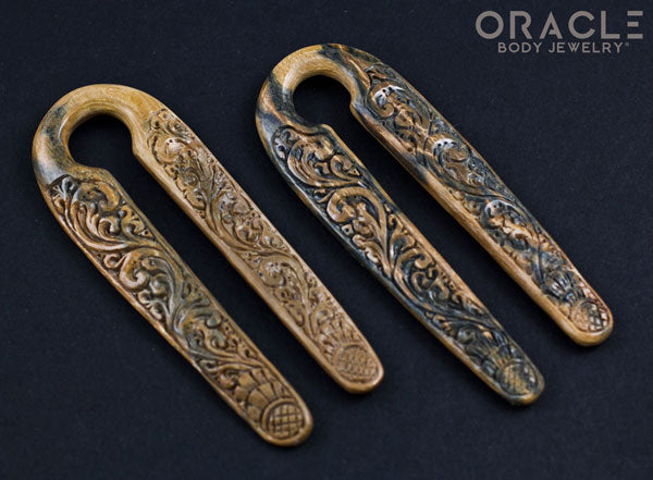 9/16" (14mm) Fossilized Mammoth Ivory Split Floral Weights