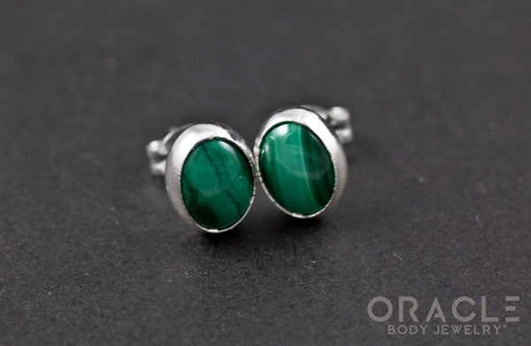 Sterling Silver Malachite Earrings