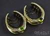 1-1/2" (38mm) Brass Saddles with Nugget Texture and Chains and Faceted Peridot