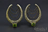1-1/2" (38mm) Brass Saddles with Nugget Texture and Chains and Faceted Peridot