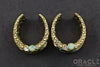 1-1/4" (32mm) Brass Saddles with Nugget Texture and Faceted White Opal