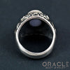 Sterling Silver Lotus Ring with Blue Lace Agate Size 10