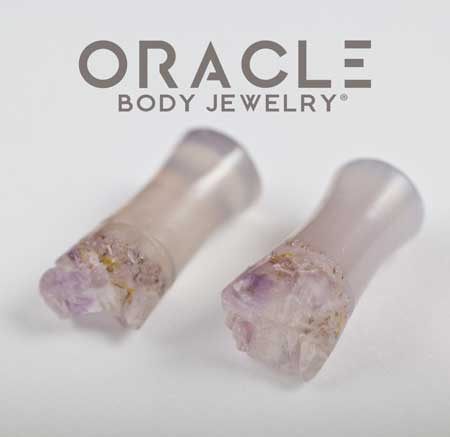 2g Druzy Rough Amethyst Double Flare Plugs