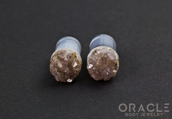 7/16" (11mm) Druzy Rough Amethyst Single Flare Plugs