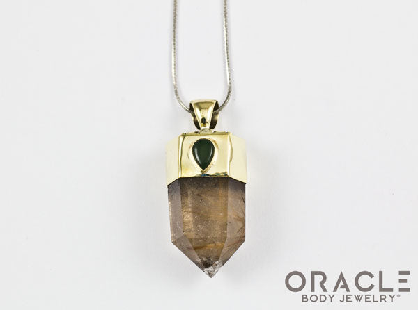 Zuul Pendant with Rutilated Quartz Points and Nephrite Jade Accents