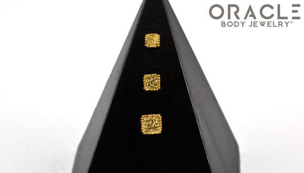 14k Hammered Square Threadless Rose Gold End