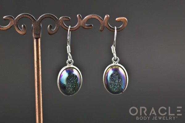 Sterling Silver Titanium Coated Druzy Earrings