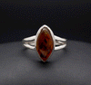 Sterling Silver Amber Ring Size 7