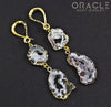 Crossover with 24k Gold Plated Druzy Agate Slice Double Dangles
