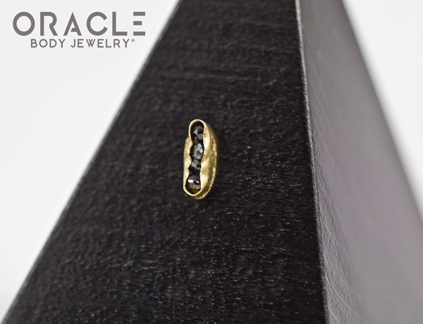 14k Channel Set Black Diamond Threadless Gold End