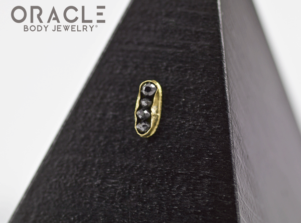 14k Channel Set Black Diamond Threadless Gold End