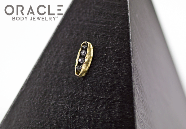 14k Channel Set Black Diamond Threadless Gold End