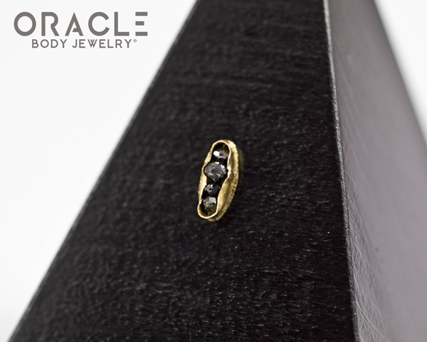 14k Channel Set Black Diamond Threadless Gold End