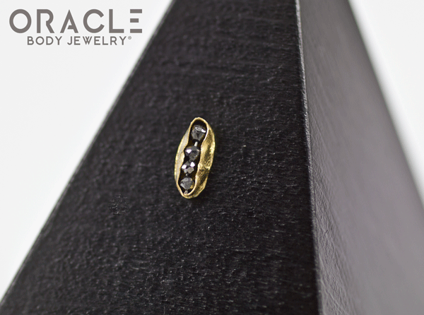14k Channel Set Black Diamond Threadless Gold End