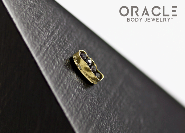 14k Channel Set Black Diamond Threadless Gold End