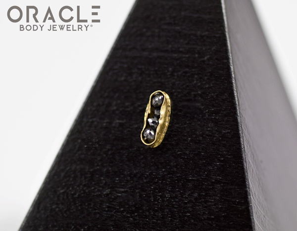 14k Channel Set Black Diamond Threadless Gold End