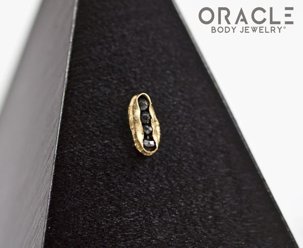 14k Channel Set Black Diamond Threadless Gold End
