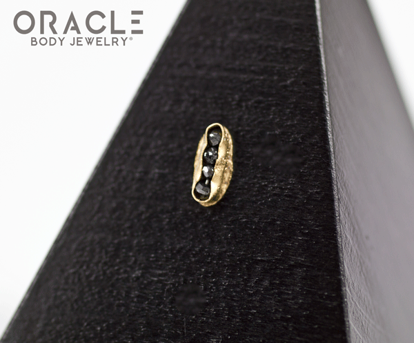 14k Channel Set Black Diamond Threadless Gold End