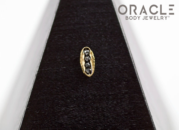 14k Channel Set Black Diamond Threadless Gold End