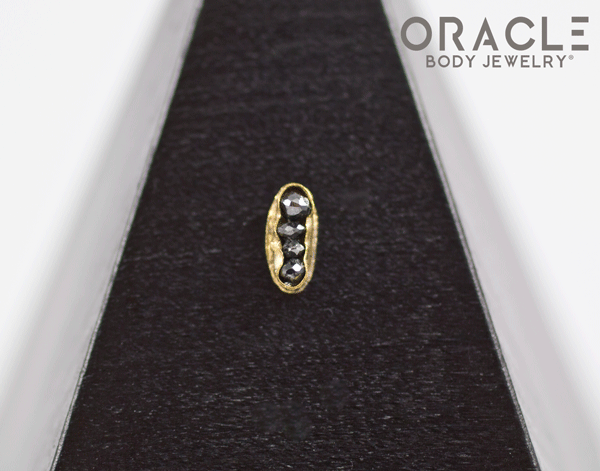 14k Channel Set Black Diamond Threadless Gold End