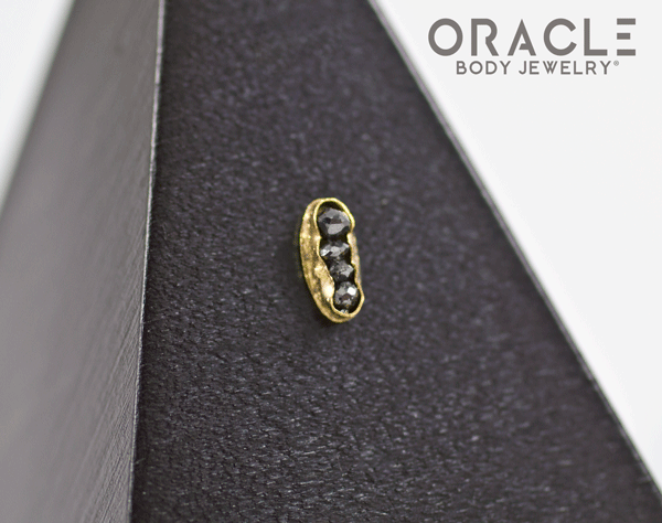 14k Channel Set Black Diamond Threadless Gold End