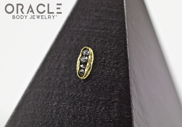 14k Channel Set Black Diamond Threadless Gold End