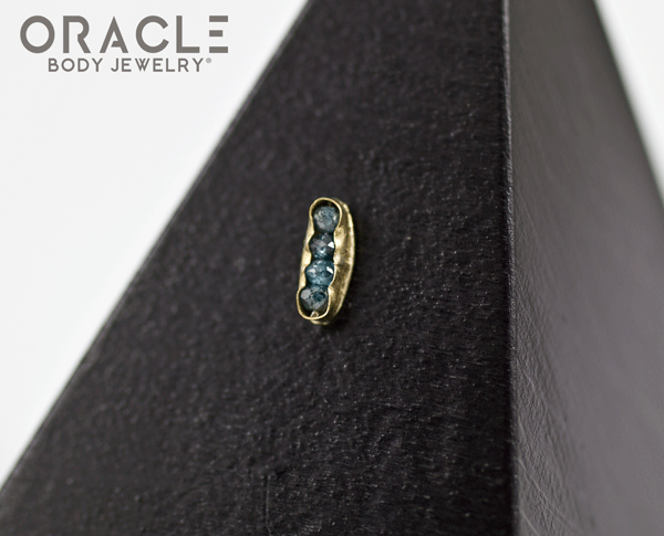 14k Channel Set Blue Diamond Threadless Gold End