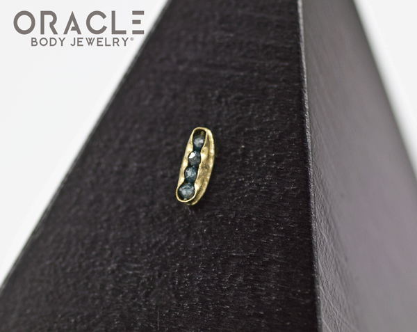 14k Channel Set Blue Diamond Threadless Gold End