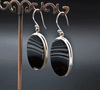 Sterling Silver Black Tibetan Agate Earrings