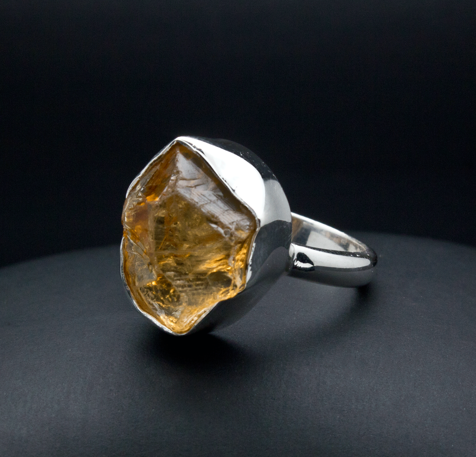 Sterling Silver Raw Citrine Ring Size 8