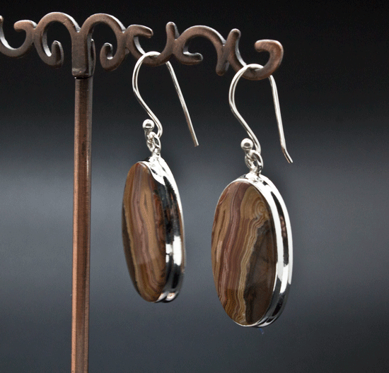 Sterling Silver Crazy Lace Agate Earrings