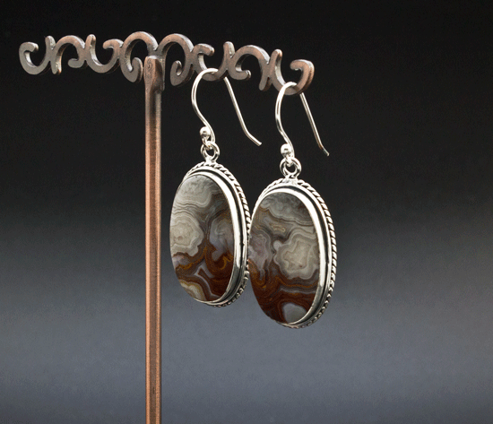 Sterling Silver Crazy Lace Agate Earrings