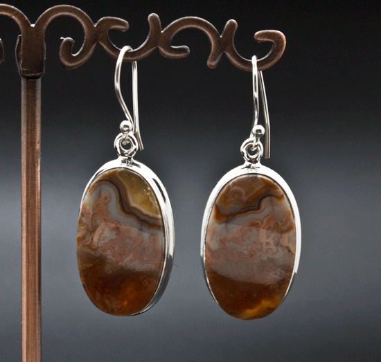 Sterling Silver Crazy Lace Agate Earrings