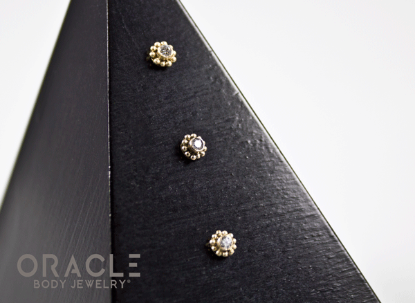 14k Small Diamond Threadless Gold End