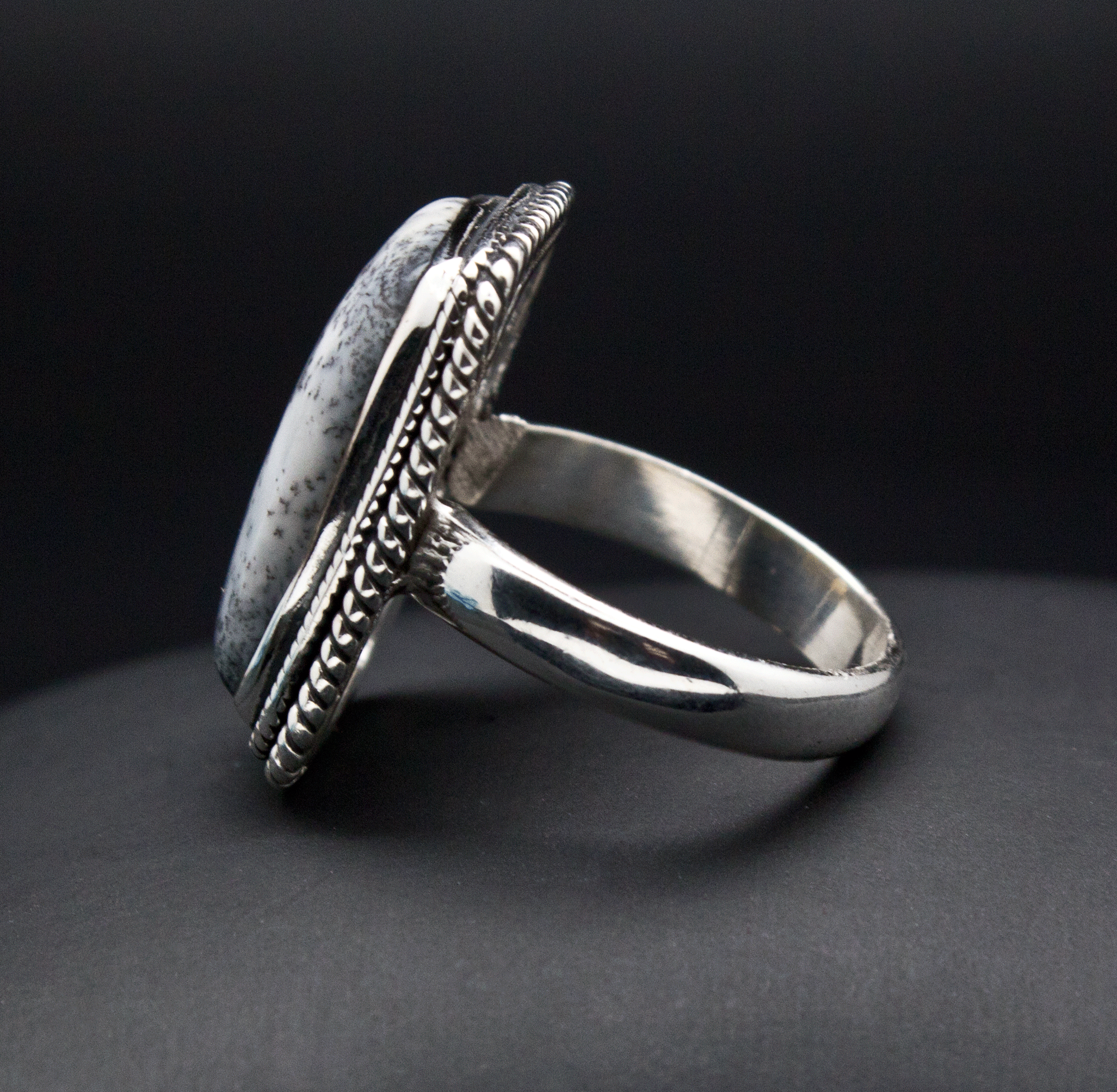Sterling Silver Dendritic Opal Ring Size 6