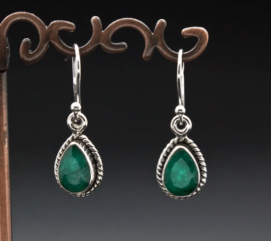 Sterling Silver Emerald Earrings