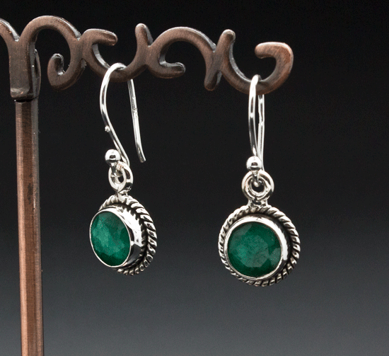 Sterling Silver Emerald Earrings