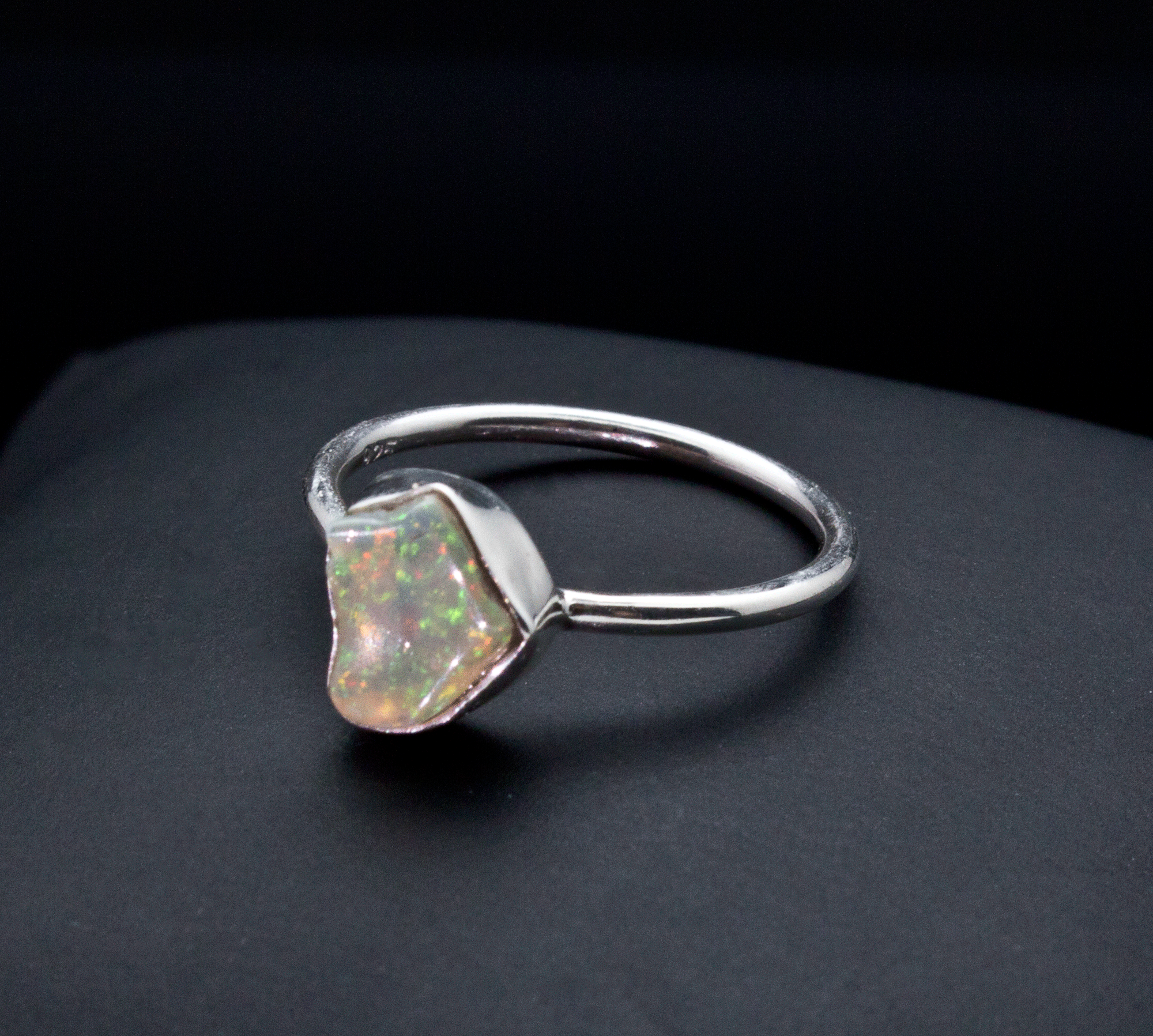 Sterling Silver Ethiopian Opal Ring Size 6
