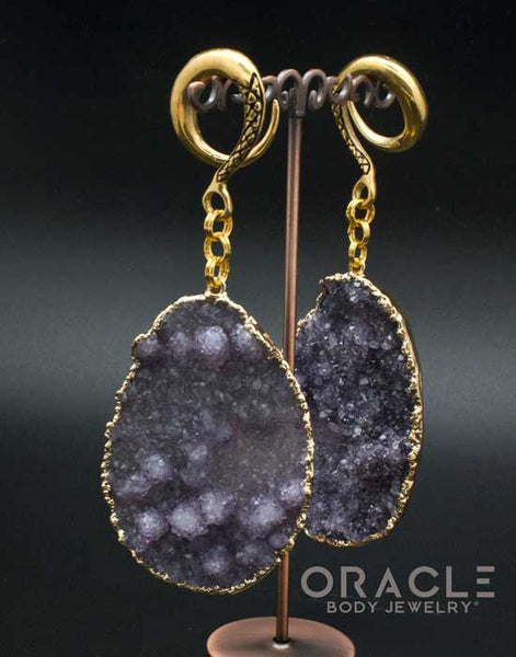 Crossover With Gold Plated Druzy Rough Amethyst