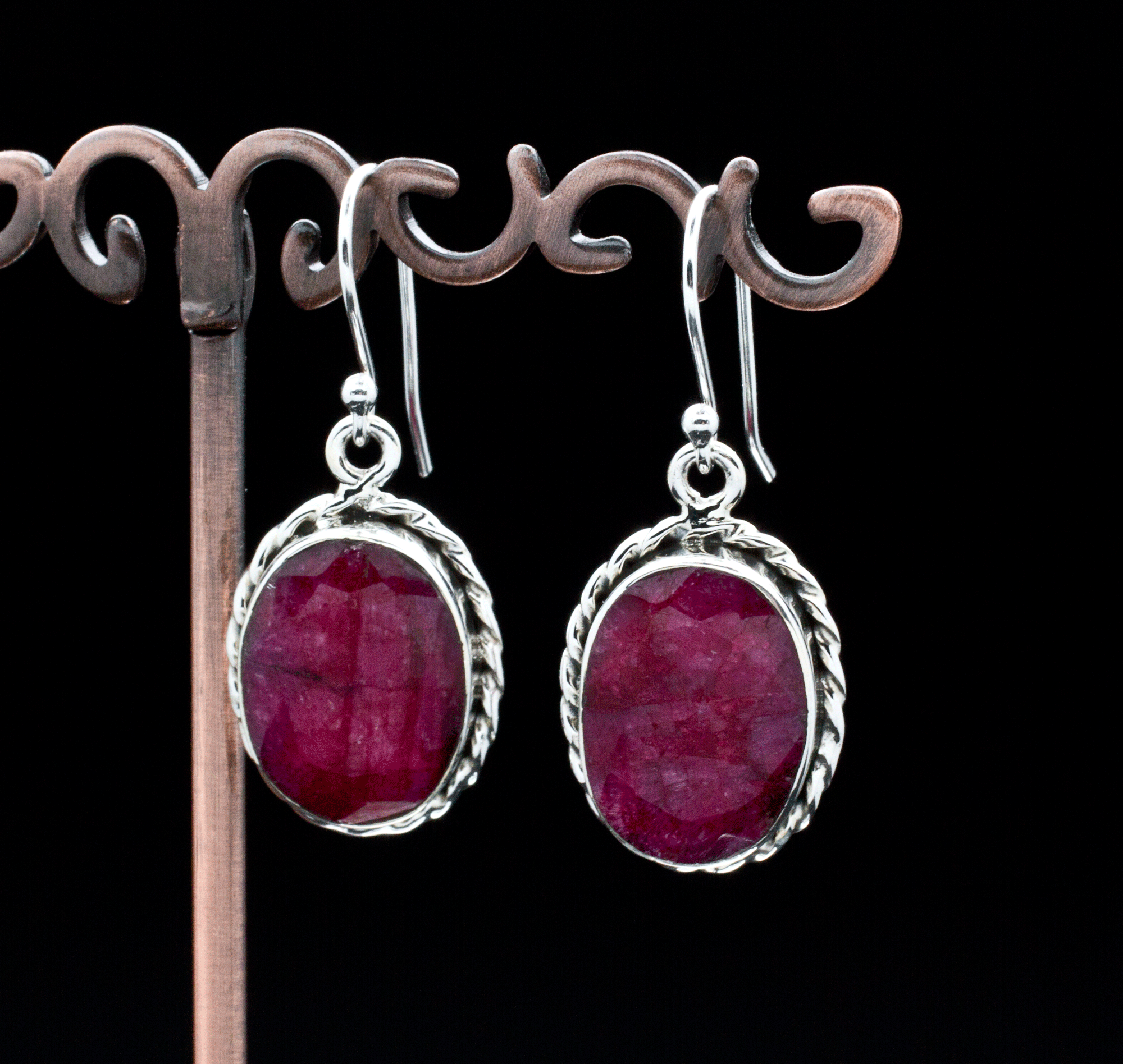 Sterling Silver Ruby Earrings