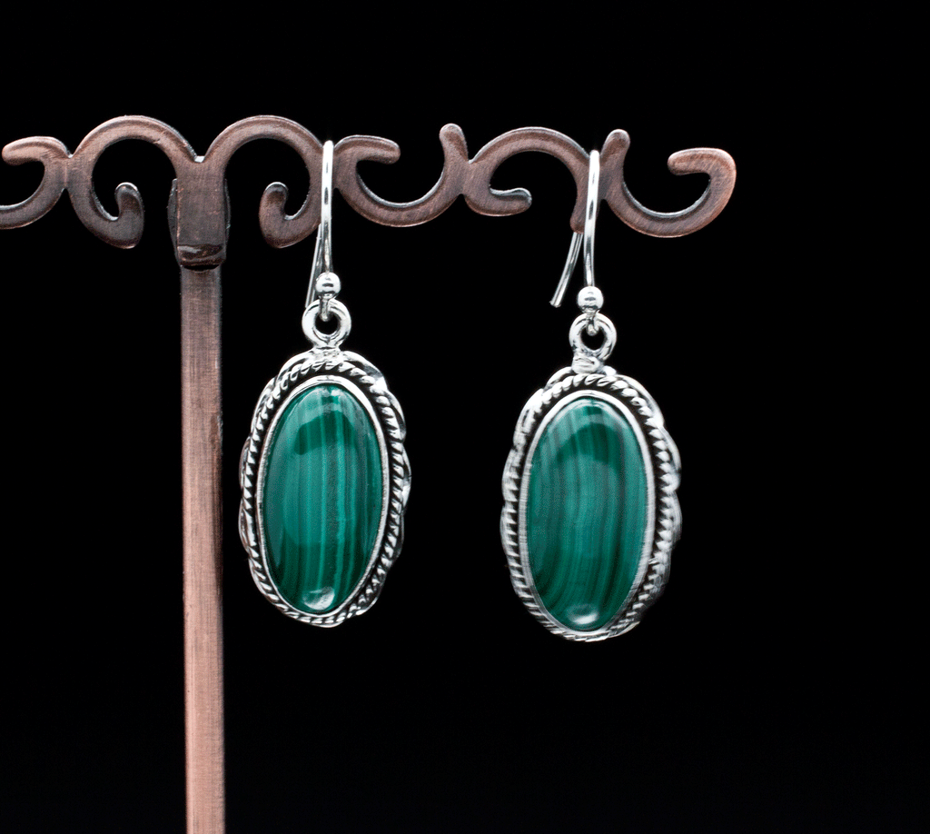 Sterling Silver Malachite Earrings