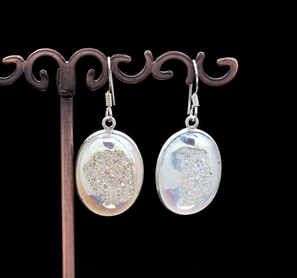 Sterling Silver Titanium Coated Druzy Agate Earrings