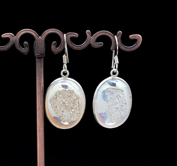 Sterling Silver Titanium Coated Druzy Agate Earrings